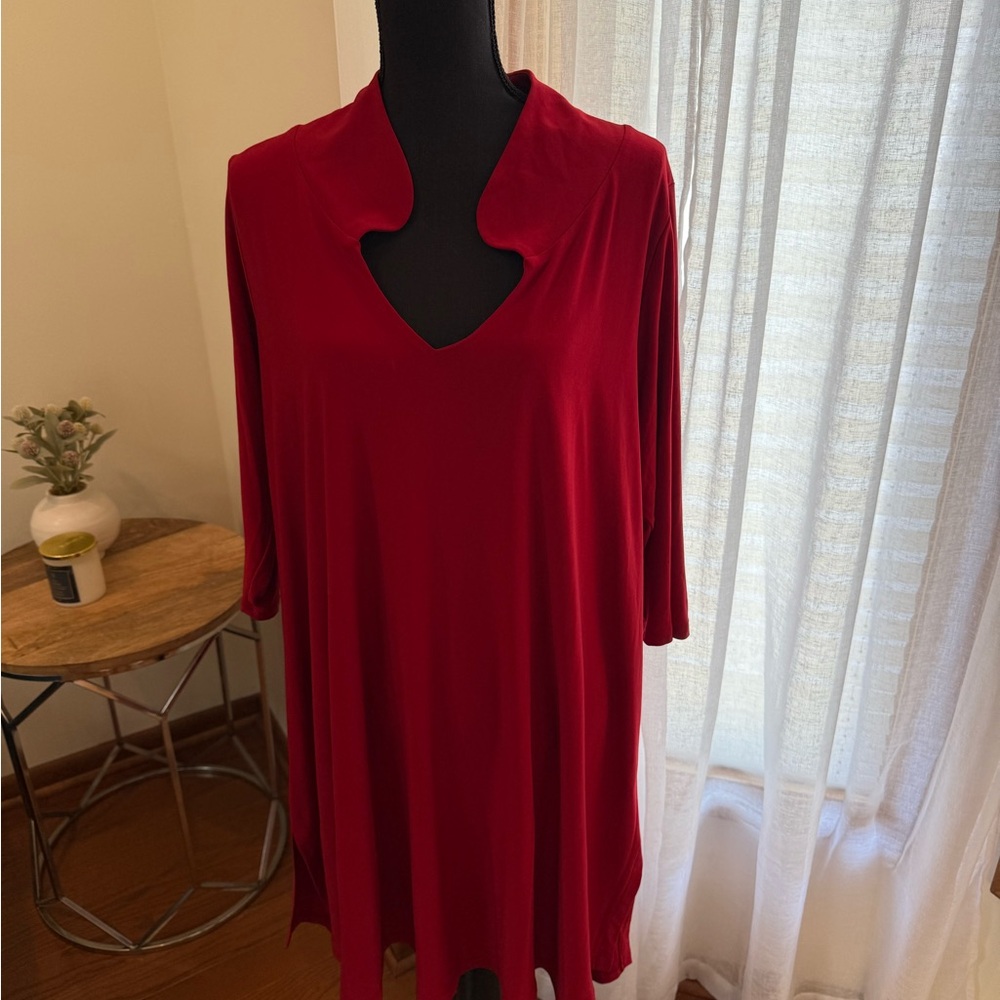 Elegant Red Women's Tunic Top
